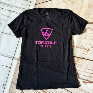 Women's Black Short Sleeve Tee with Pink Logo - St. Pete
